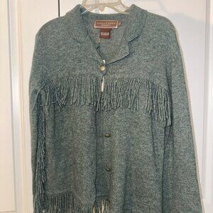 Double D Ranch 100% Lambswool Knit Fringe Cardigan Sweater - Small